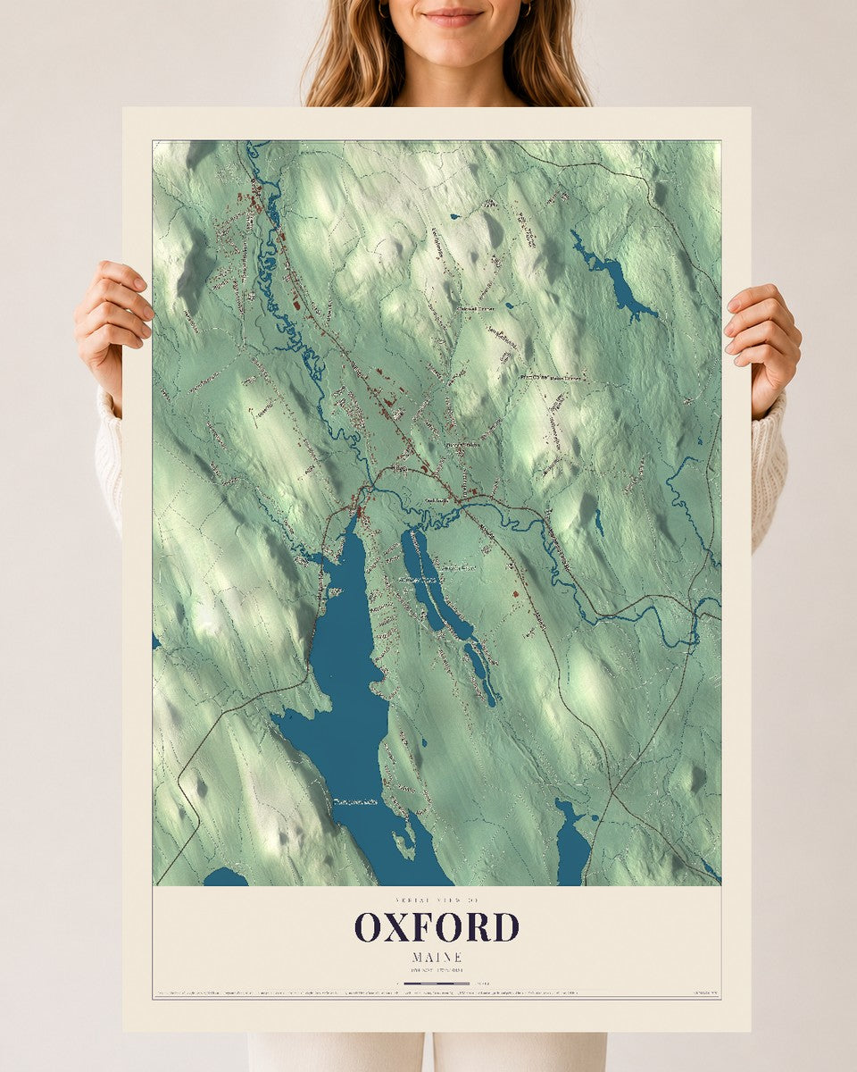 Oxford, Maine map print - 24 x 36 archival matte print