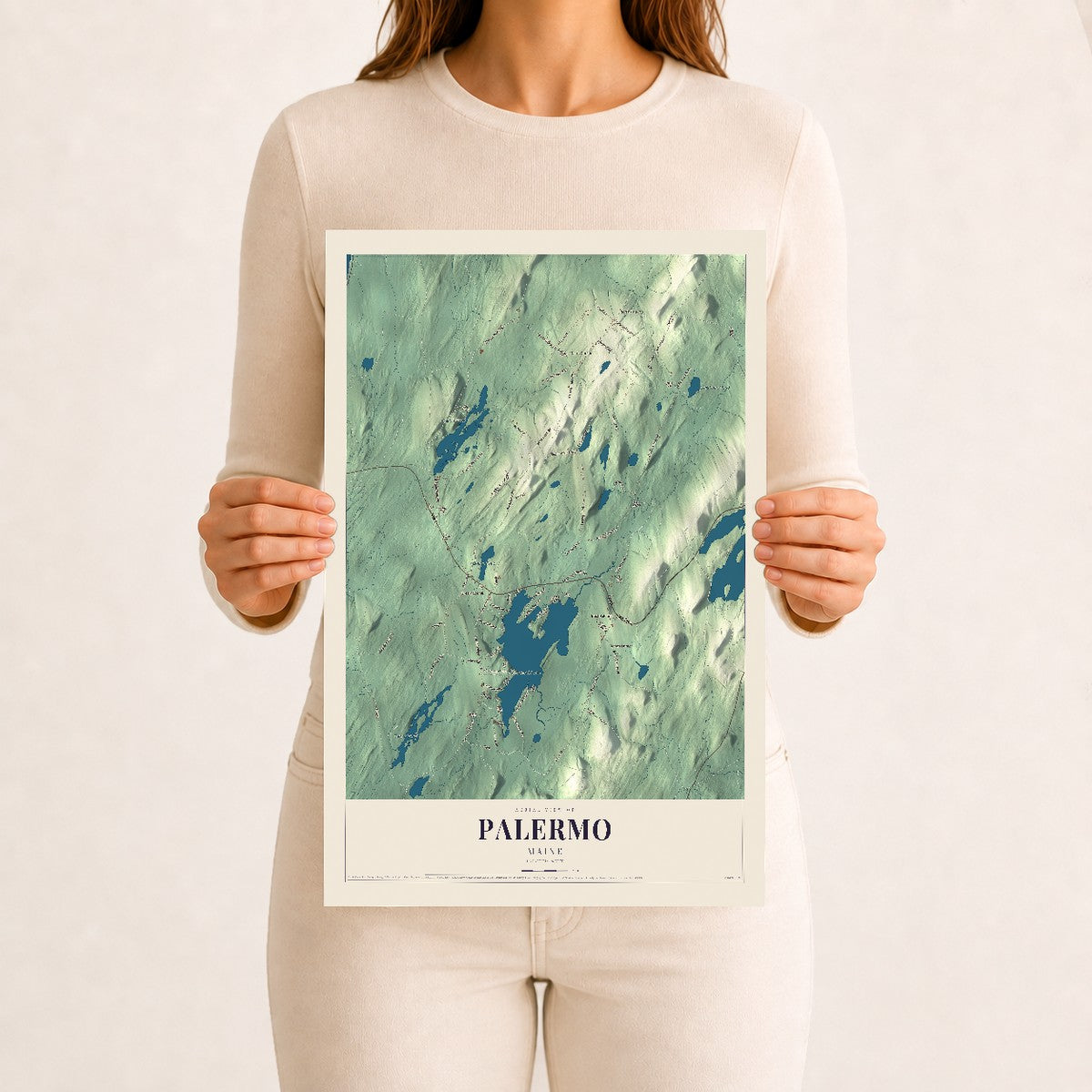 Palermo, Maine map print - 12 x 18 archival matte print