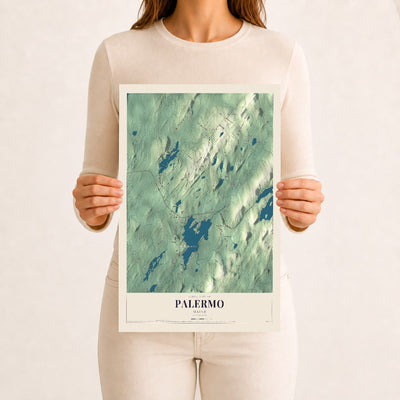 Palermo, Maine map print - 12 x 18 archival matte print