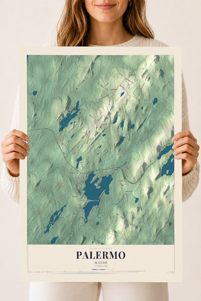 Palermo, Maine map print - 18 x 24 archival matte print