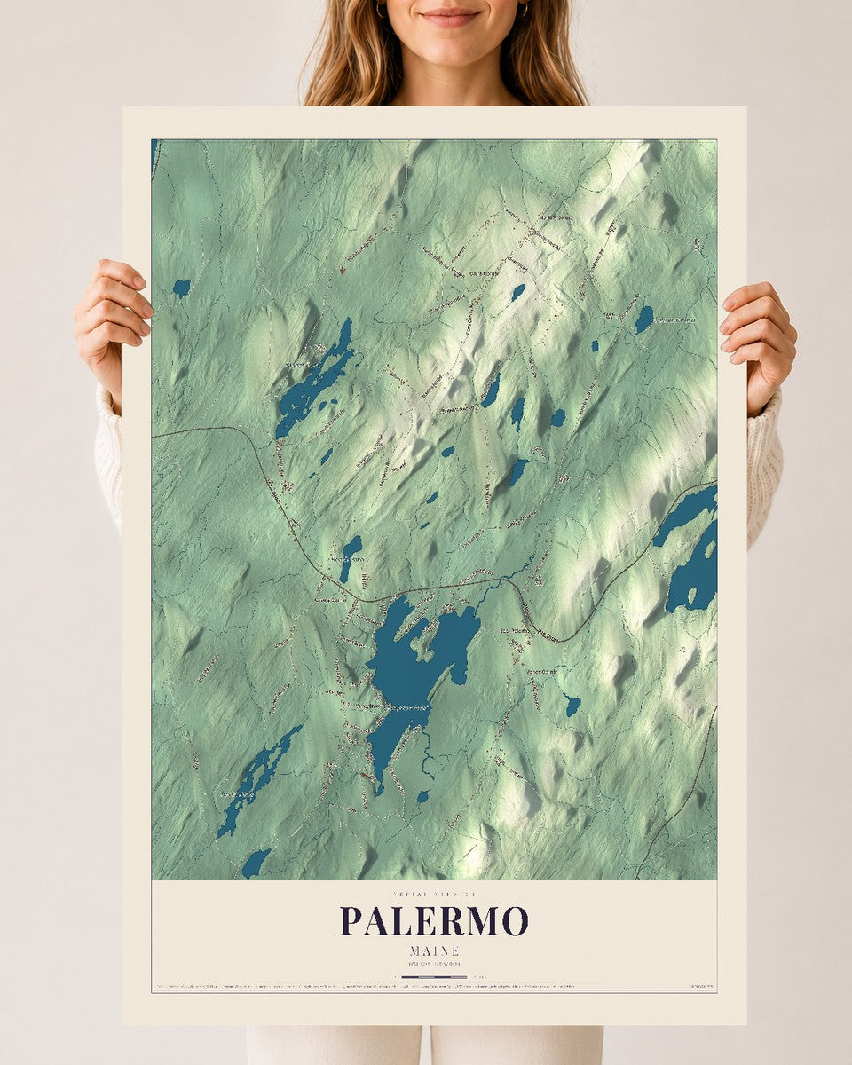 Palermo, Maine map print - 24 x 36 archival matte print