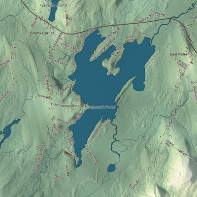 Terrain and local geography detail from the Palermo, Maine map