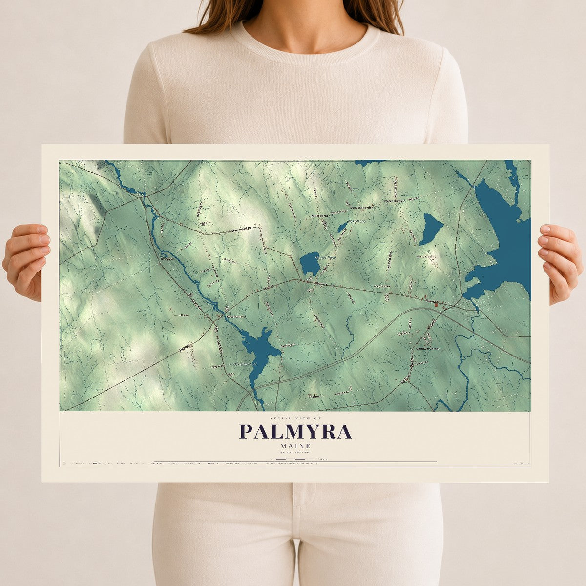 Palmyra, Maine map print - 12 x 18 archival matte print