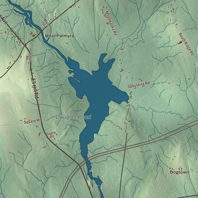 Terrain and local geography detail from the Palmyra, Maine map