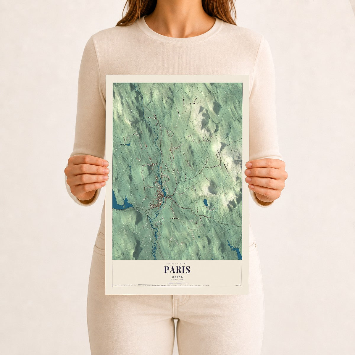 Paris, Maine map print - 12 x 18 archival matte print