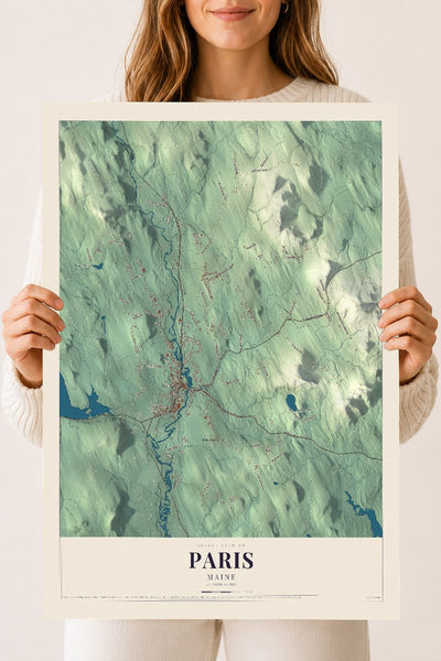 Paris, Maine map print - 18 x 24 archival matte print
