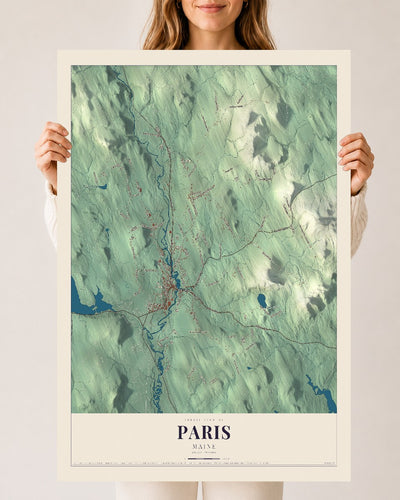 Paris, Maine map print - 24 x 36 archival matte print