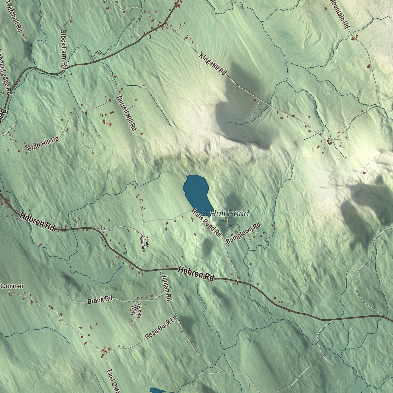 Terrain and local geography detail from the Paris, Maine map
