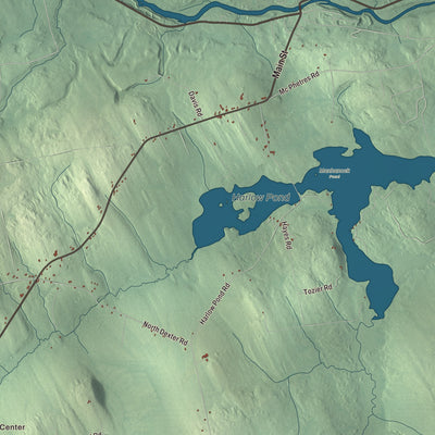 Terrain and local geography detail from the Parkman, Maine map