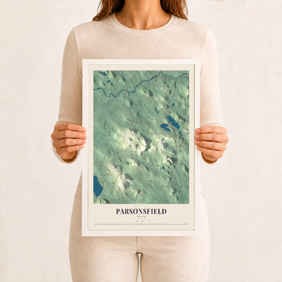 Parsonsfield, Maine map print - 12 x 18 white Ayous wood frame