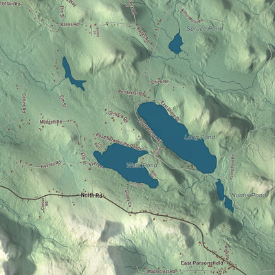 Terrain and local geography detail from the Parsonsfield, Maine map
