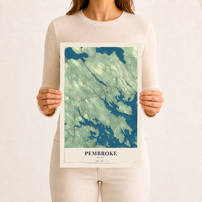Pembroke, Maine map print - 12 x 18 archival matte print