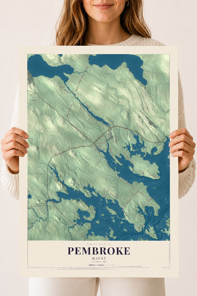 Pembroke, Maine map print - 18 x 24 archival matte print