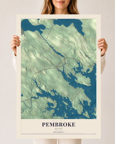 Pembroke, Maine map print - 24 x 36 archival matte print