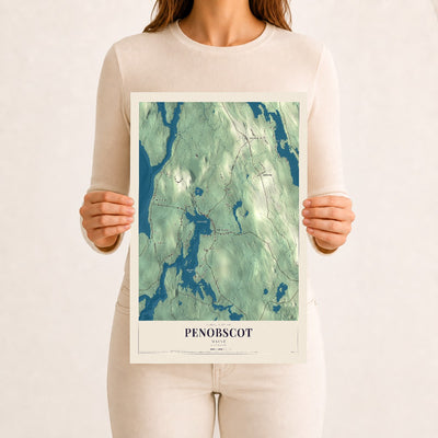 Penobscot, Maine map print - 12 x 18 archival matte print