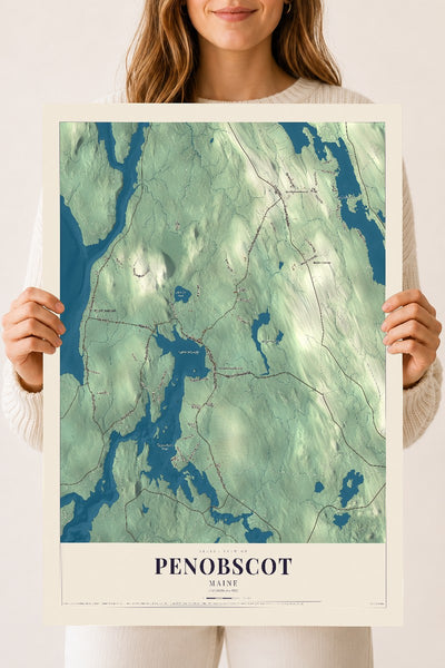 Penobscot, Maine map print - 18 x 24 archival matte print
