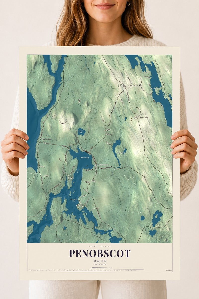 Penobscot, Maine map print - 18 x 24 archival matte print
