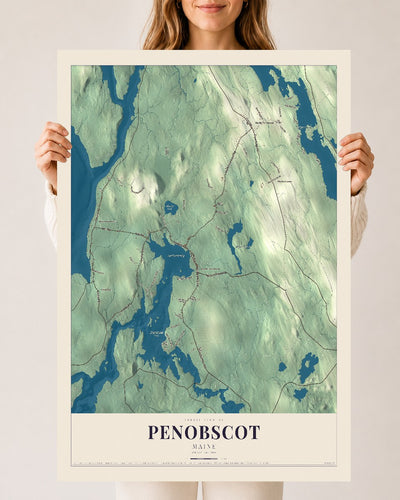 Penobscot, Maine map print - 24 x 36 archival matte print