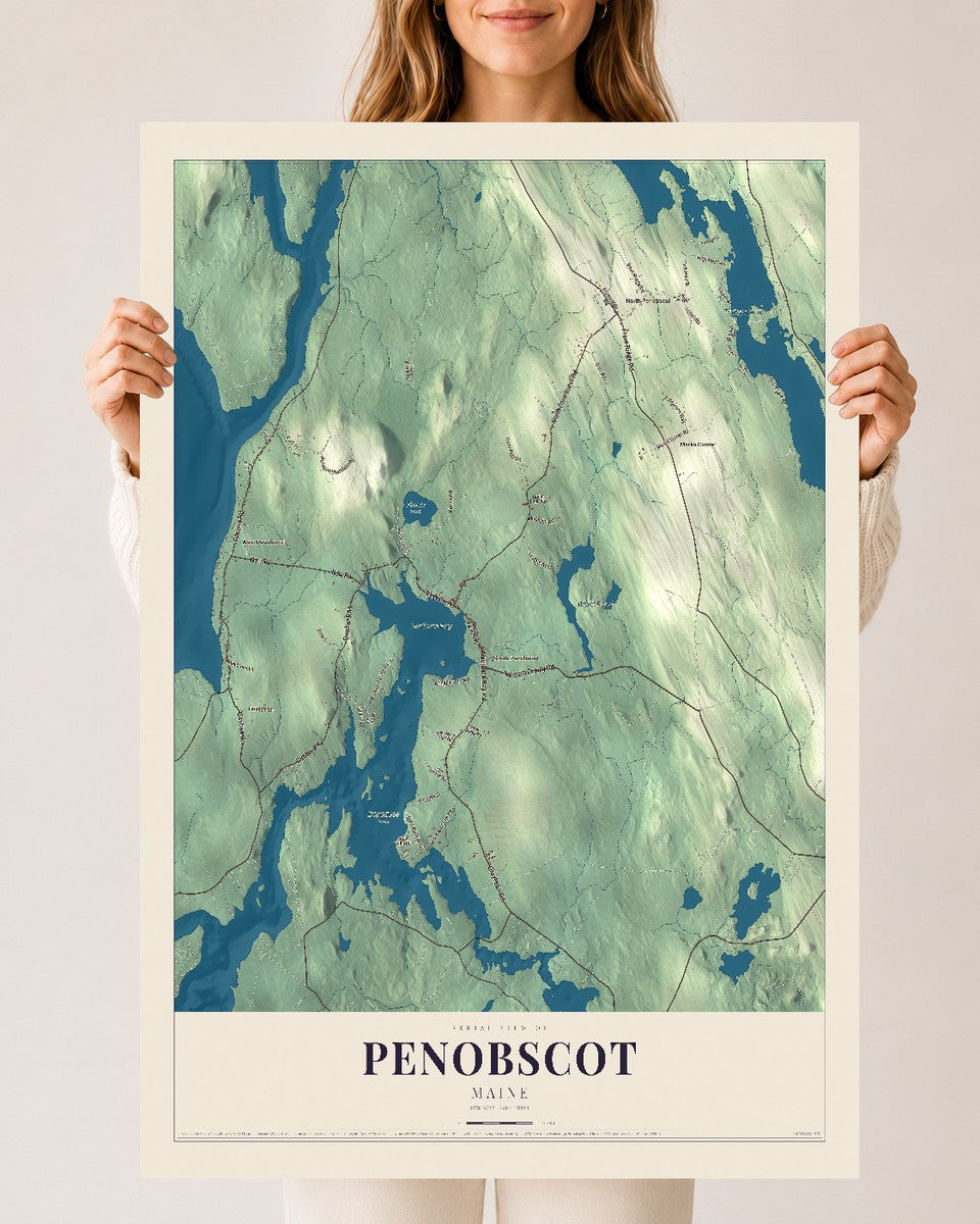Penobscot, Maine map print - 24 x 36 archival matte print