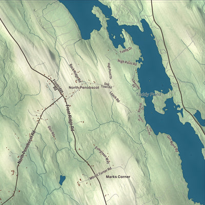 Terrain and local geography detail from the Penobscot, Maine map