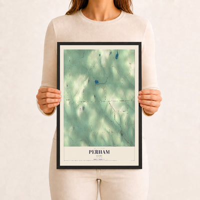 Perham, Maine map print - 12 x 18 black Ayous wood frame
