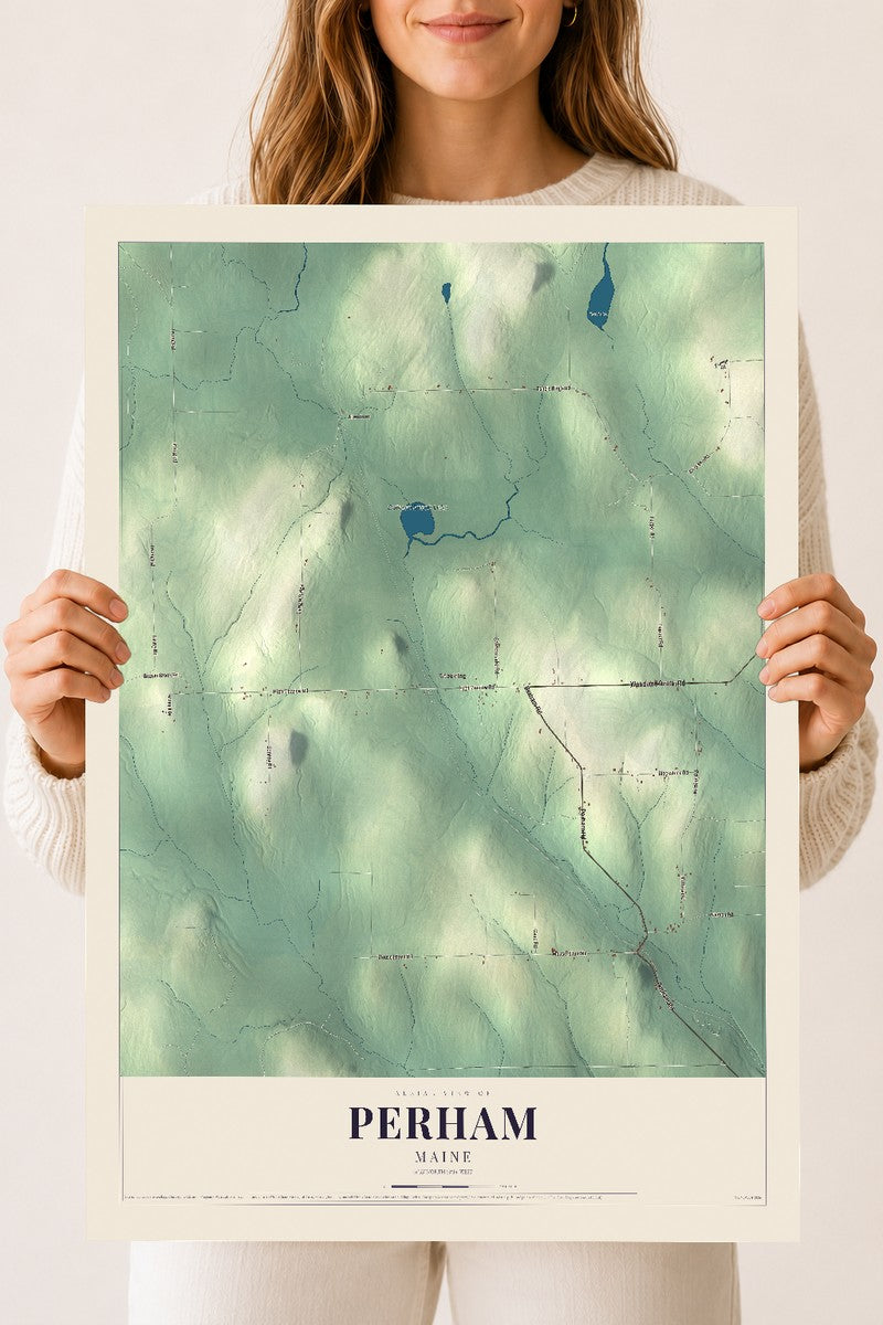 Perham, Maine map print - 18 x 24 archival matte print