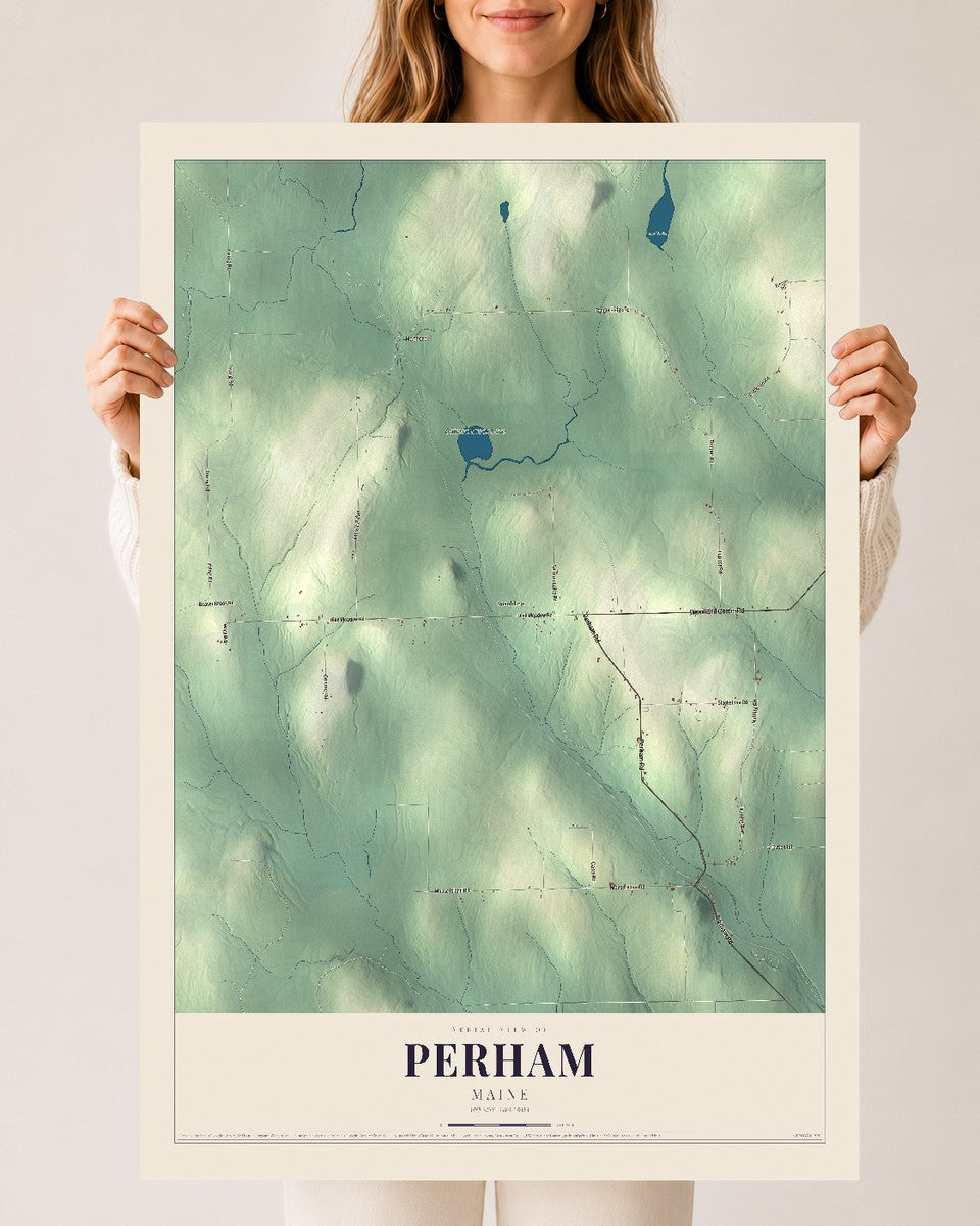 Perham, Maine map print - 24 x 36 archival matte print