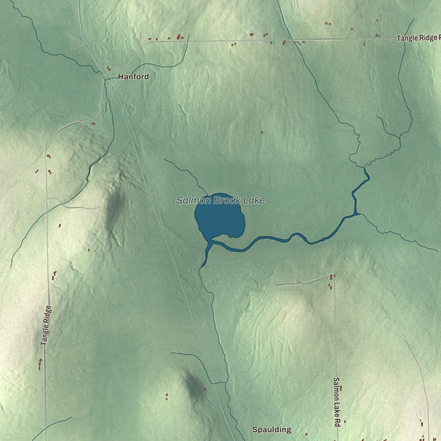 Terrain and local geography detail from the Perham, Maine map