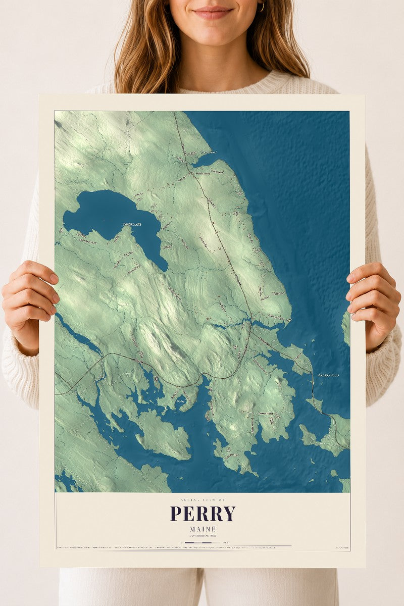 Perry, Maine map print - 18 x 24 archival matte print