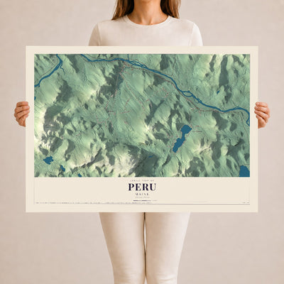 Peru, Maine map print - 24 x 36 archival matte print