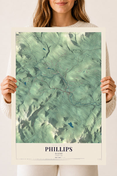 Phillips, Maine map print - 18 x 24 archival matte print