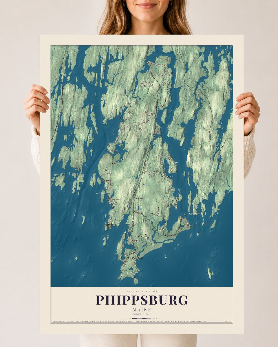 Phippsburg, Maine map print - 24 x 36 archival matte print