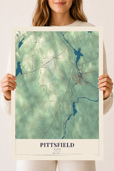 Pittsfield, Maine map print - 18 x 24 archival matte print