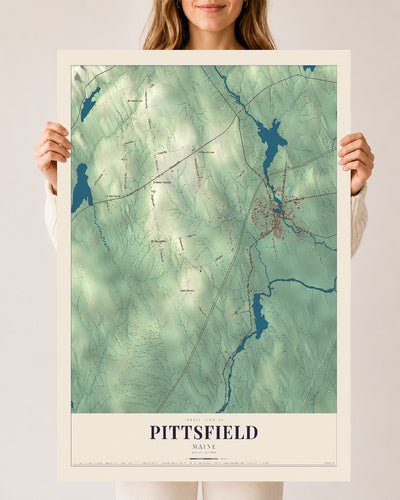 Pittsfield, Maine map print - 24 x 36 archival matte print