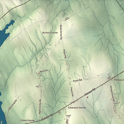 Terrain and local geography detail from the Pittsfield, Maine map