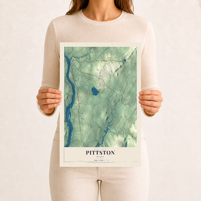 Pittston, Maine map print - 12 x 18 archival matte print
