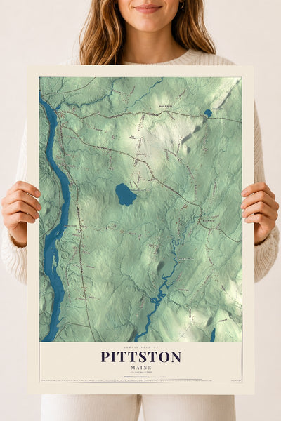 Pittston, Maine map print - 18 x 24 archival matte print