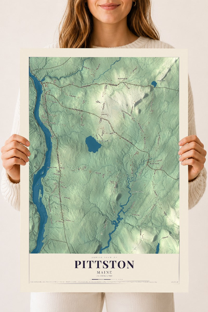 Pittston, Maine map print - 18 x 24 archival matte print