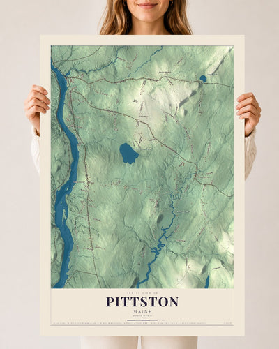 Pittston, Maine map print - 24 x 36 archival matte print
