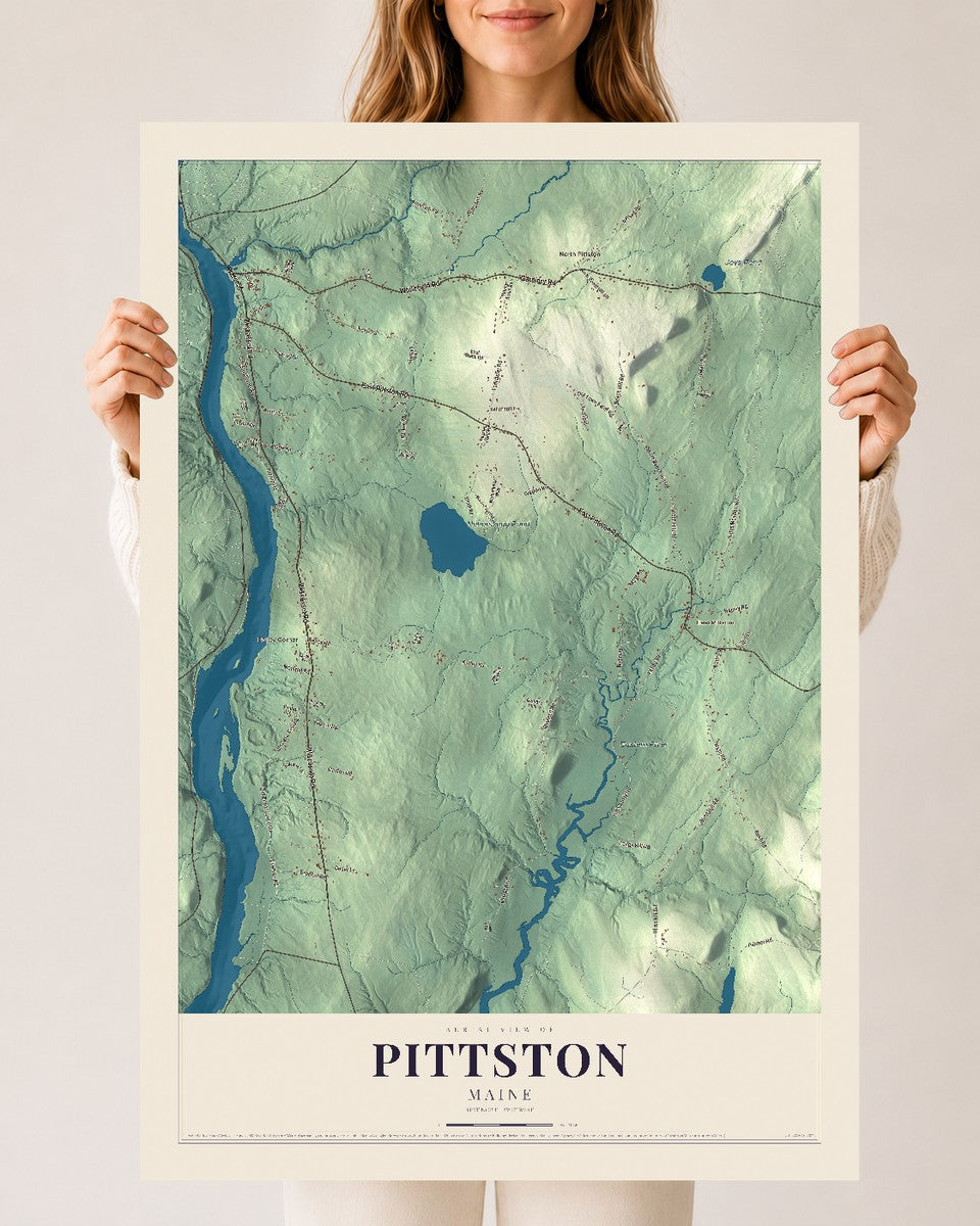 Pittston, Maine map print - 24 x 36 archival matte print