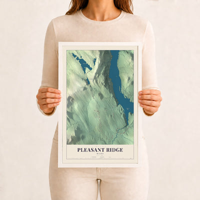 Pleasant Ridge, Maine map print - 12 x 18 white Ayous wood frame