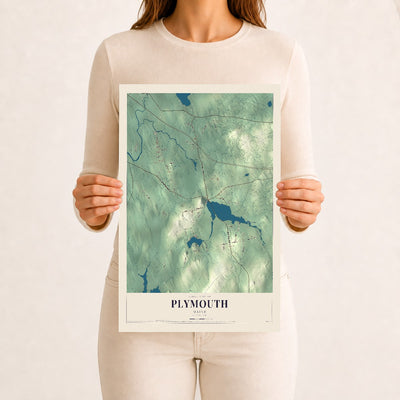 Plymouth, Maine map print - 12 x 18 archival matte print