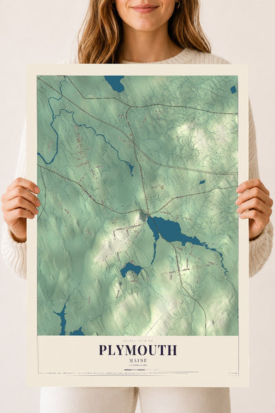 Plymouth, Maine map print - 18 x 24 archival matte print