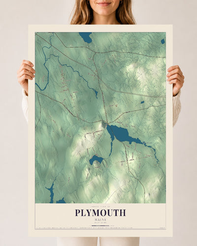 Plymouth, Maine map print - 24 x 36 archival matte print