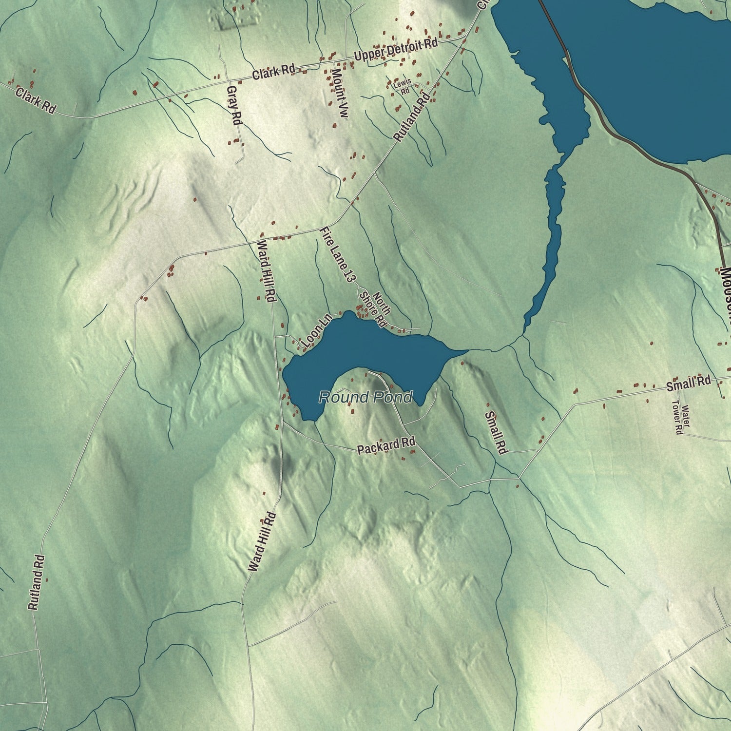Terrain and local geography detail from the Plymouth, Maine map
