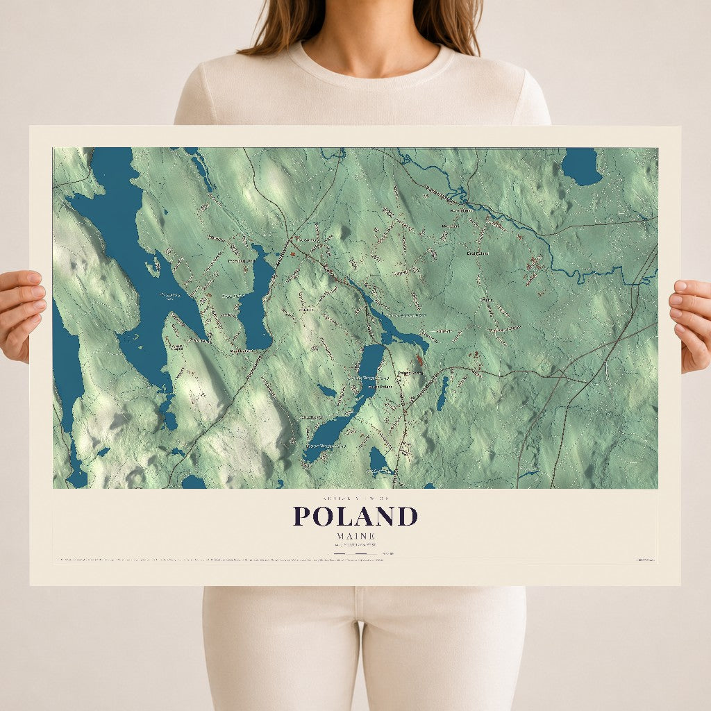 Poland, Maine map print - 18 x 24 archival matte print