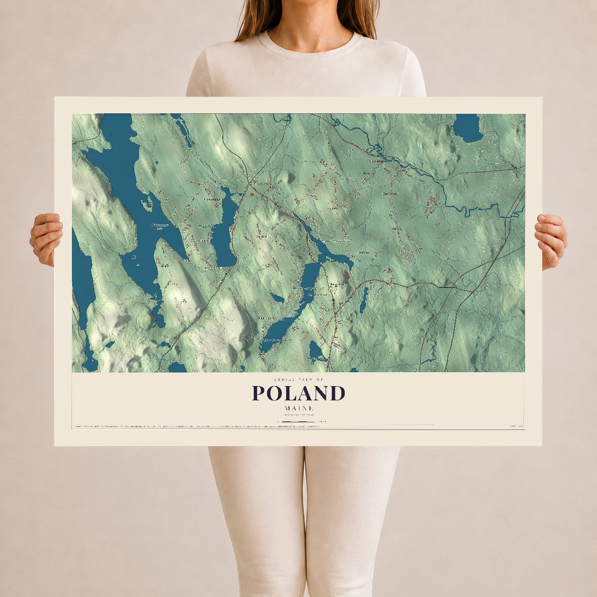 Poland, Maine map print - 24 x 36 archival matte print