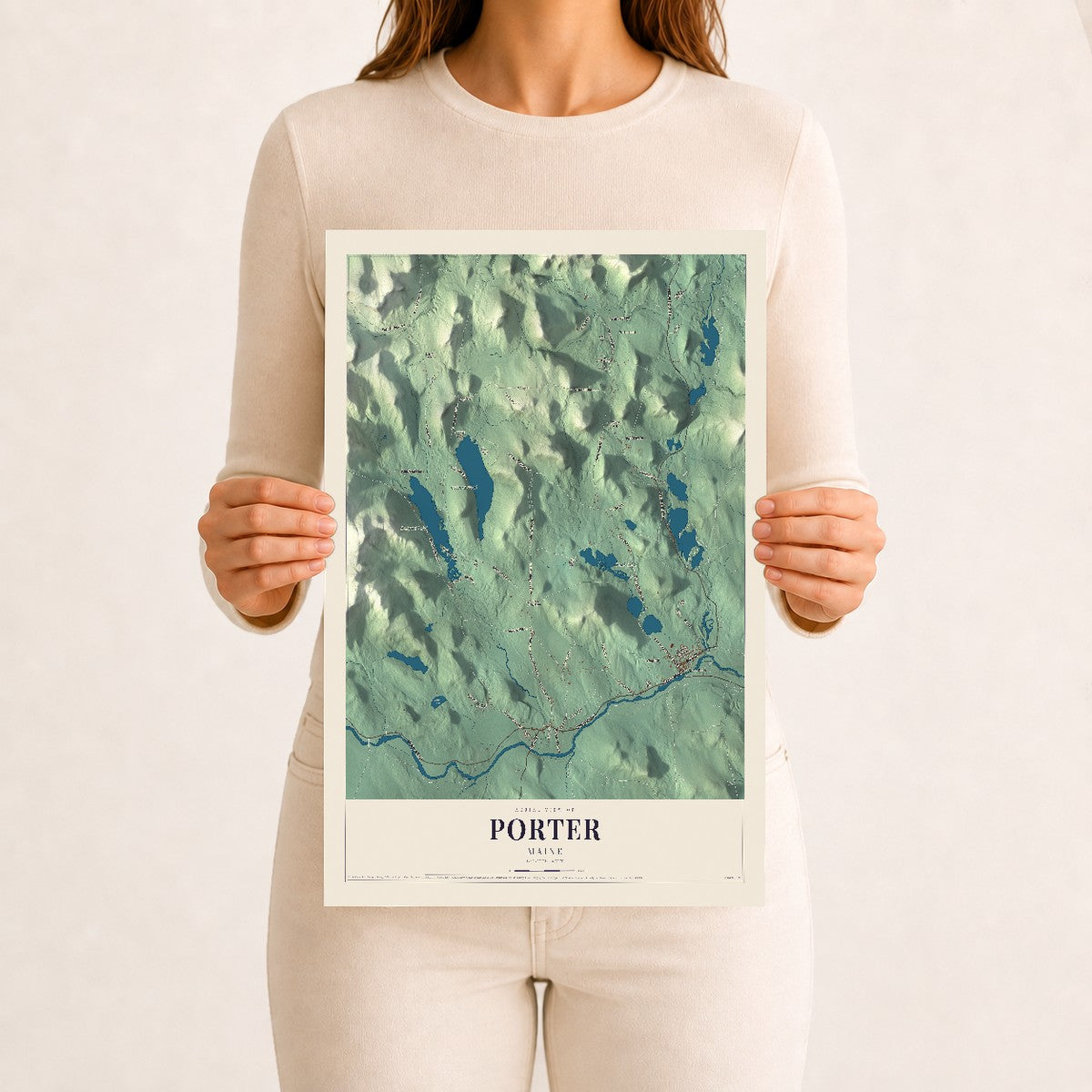 Porter, Maine map print - 12 x 18 archival matte print