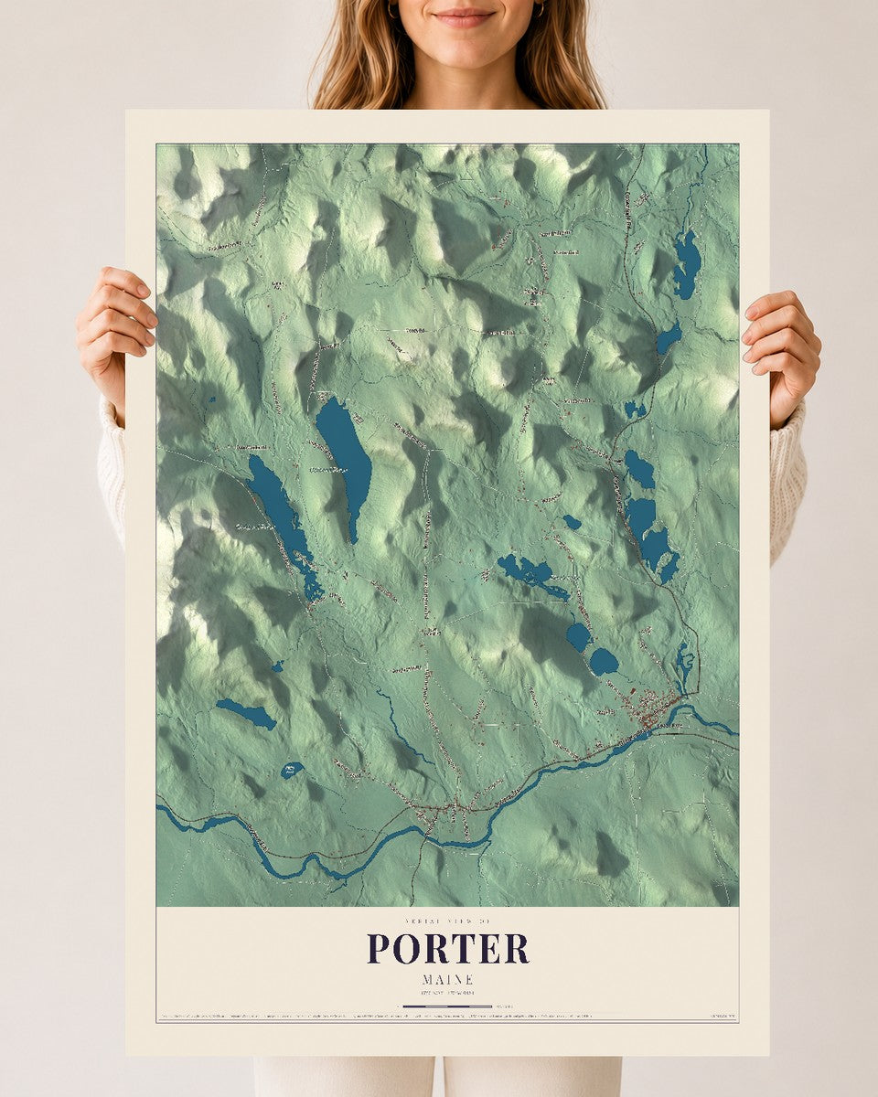 Porter, Maine map print - 24 x 36 archival matte print
