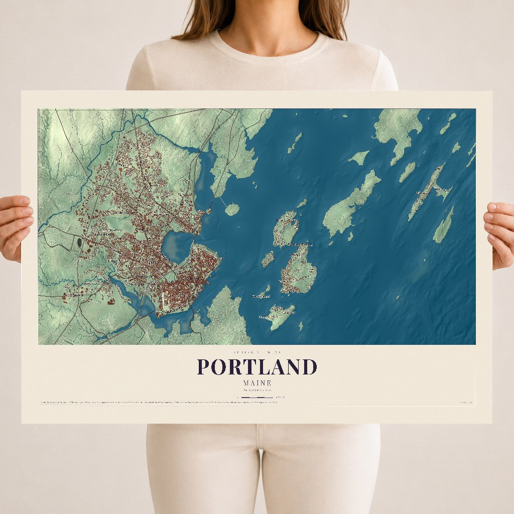 Portland, Maine map print - 18 x 24 archival matte print